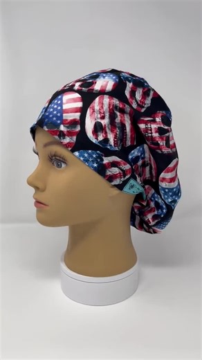 American Flag Skulls Scrub Cap: Women's Pixie Surgical Hat - Etsy