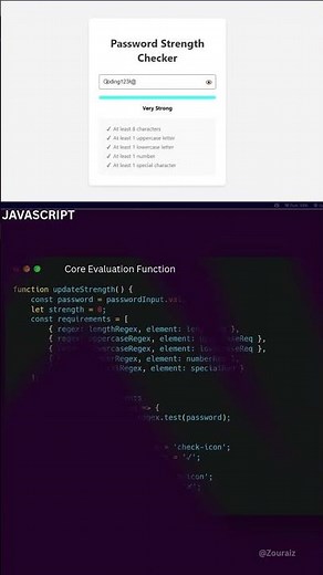 Password Strength Checker Using HTML CSS And JavaScript