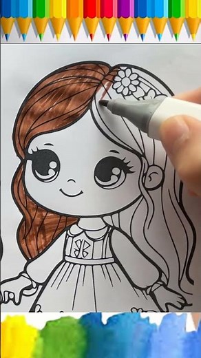Tranh tô màu búp bê xinh đẹp cho bé - Beautiful Doll Coloring pages for kids