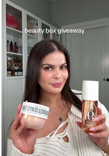 it’s time for another giveaway! 🫶 to enter, all you have to do is be following me, like save (and share) this video, and tag a friend in the comments! the winner will receive: - Prada Infusion d’Iris EDP - Glossier Crème de You Body Butter - Sol de Janeiro Cheirosa ‘91 Mist - Sol de Janeiro Rosa Charmosa Dewy Cream - Future Society Floating Forest EDP - Nerra Pre-Exfoliating Foam - Nerra Exfolating Body Glove - Kayali Eden Juicy Apple Travel EDP - LoveShackFancy Sweetheart Travel EDP - OSEA Und