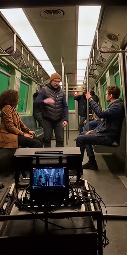 This behind-the-scenes clip reveals how intense underground subway crash scenes are created safely. Actors perform on a short green subway segment while the director guides reactions. Practical lights flicker, crew members shake set panels, and actors brace for impact. Later in post-production, VFX artists add sparks, debris, tunnel destruction, and a full derailment sequence—transforming a controlled set into cinematic chaos. ⚠️ This content is for entertainment and educational purposes only. |