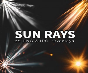 Sun Rays Photo Overlays: Light Beams, Sunlight Effects (PNG & JPG Digital Download) - Etsy
