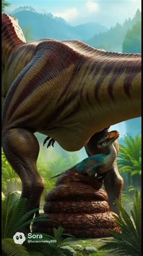 T Rex pooping out a velociraptor