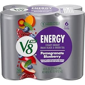 V8 +Energy Pomegranate Blueberry Juice Energy Drink, 8 fl oz Can (6 Pack)