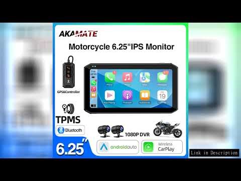 6.25inch Motorcycle Monitor 1080P DVR Recorders Wireless CarPlay Android Auto Navigation Display GPS