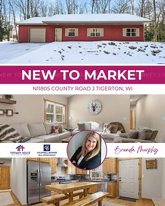 🏡 New Listing in the Town of Wyoming (Tigerton Area)! 🏡 Looking for space, comfort, and a prime location near top-tier hunting land? This custom-built ranch at N11805 County Road J checks all the boxes! 🌲🦌 💰 $369,900 📍 Tigerton, WI 54486 🛏️ 4 Bedrooms |🛁 2 Full Bathrooms |📐 1,470 sq ft 🌳 Approx. 2 /- Acres Step inside to an open-concept layout featuring a spacious living room and an eat-in kitchen with custom cabinetry, a full appliance package, and a reverse osmosis system. ⭐ Property
