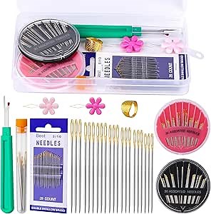 Pnytty Sewing Needles Set,137 PCS Embroidery Needles for Hand Sewing, Assorted Hand Sewing Needles, Large Eye Premium Sewing Needles, Sharp Embroidery Needles with Needle Threaders for Art Crafts
