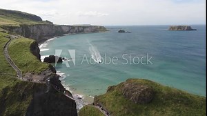 Carrick a Rede - Rope Bridge 4K Cinematic Drone Footage03 - Northern Ireland - UK