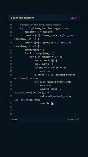 Project Euler #217: Balanced Numbers | Python #coding #python #programming