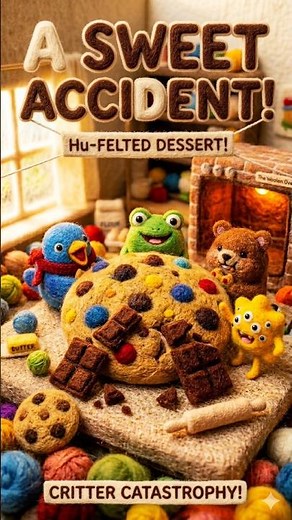 Chocolate Chip Cookies Were an Accident?! 🍪 #NeedleFelting#ShortStory#FeltAnimation