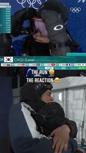 Choi Gaon during and after her amazing performance in the halfpipe at #MilanoCortina2026. 🥹🇰🇷