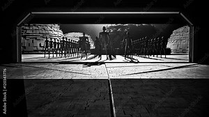 4K Aliens Reveal Space Station Hangar Gates 3D Animation