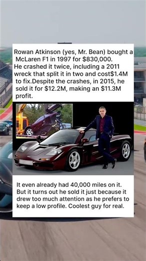 Rowan Atkinson’s McLaren F1: 2 Crashes Yet $12M Sale #automobile #cartok #mclaren #f1 #mrbean