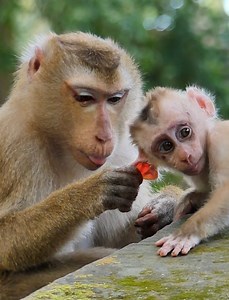 Ohho Monkey Luna she is Look like baby monkey leo, monkey luna playing with baby leo happy happy. | Lovely Monkey