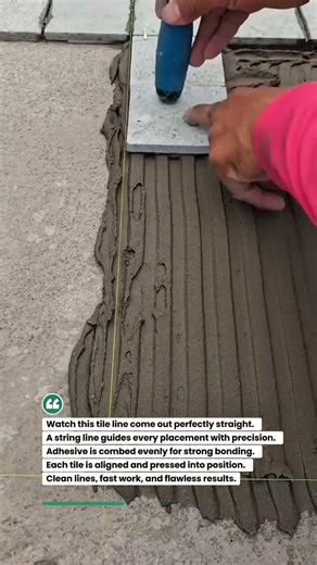 Perfect Tile Alignment Using String Line Guide! #tiling #construction #tools