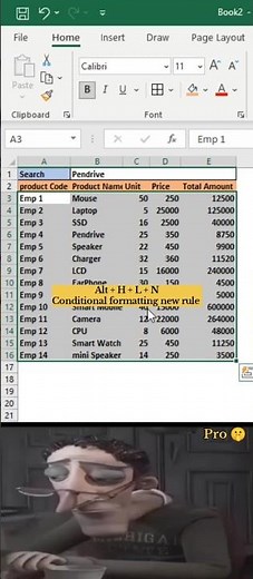 Auto Highlight Product Row in excel 🤔 #excel #exceltips #excelhacks #shorts