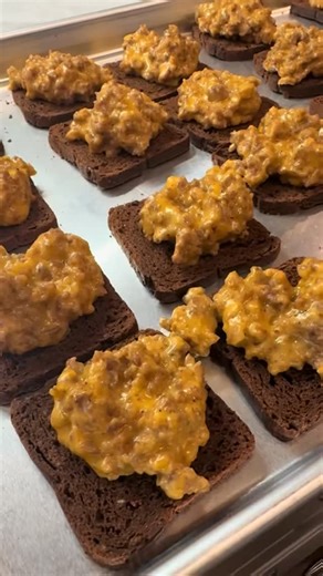 Pumpernickel Party Squares with Coosh Spice flare 🌶️ This makes for the perfect Fall party appetizer 🍂 | Coosh's Bayou Rouge