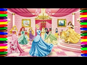 Disney Princess CINDERELLA Coloring Book Pages Kids, Girls,Children Learning Fun Art
