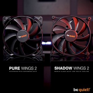 Shadow Wings 2: World-class quiet and solid cooling! The Shadow Wings 2 fans offer whisper-quiet operation and reliable cooling at low revolutions per minute. They are especially recommended for use in very silent PC builds. Pure Wings 2 high-speed: Outstanding price-performance ratio! The Pure Wings 2 PWM fans bring famous be quiet! silent cooling to entry level computing, yet are also appropriate for gaming and multimedia systems. Find more information about both fans at https://www.bequiet.co