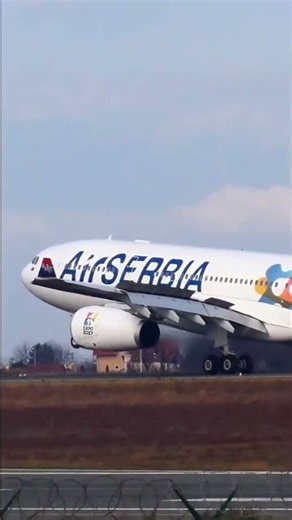 AirSERBIA ‘EXPO 2027’ Airbus A330-200 Windy Smooth Landing at Belgrade 🤩 #aviation #airserbia #a330