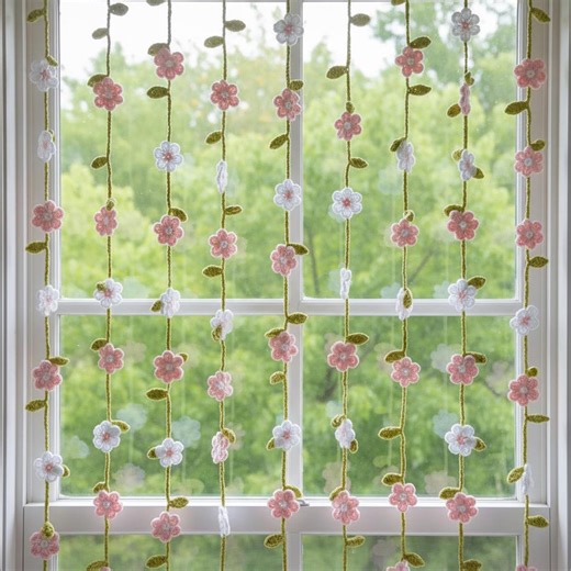 Boho Crochet Flower Curtain Pattern , Leaf Wall Hanging , Curtain for Door and Windows, (video Tutorial Digital Download) - Etsy Canada