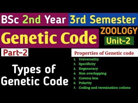BSc 2nd Year 3rd Semester/Types of Genetic Code/Sense Code/Non Sense code/Properties of Genetic Code