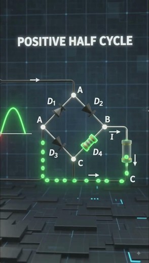 Full-Wave Bridge Rectifier | Working Principle Explained | 4 Diode AC to DC #Shorts