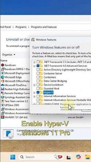 Enable Hyper V in Windows 11 Pro Intel® VT x Virtualization