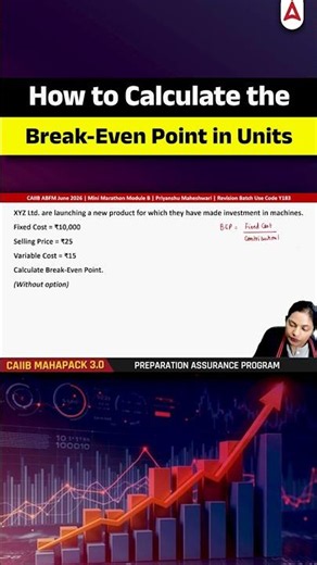 How to Calculate the Break-Even Point in Units #abfm #breakevenpoint #caiib