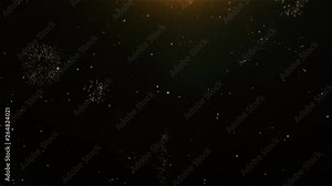 75th Happy Birthday Text Sparks Particles Reveal from Golden Firework Display explosion 4K. Greeting card, Celebration, Party Invitation, calendar, Gift, Events, Message, Holiday, Wishes Festival