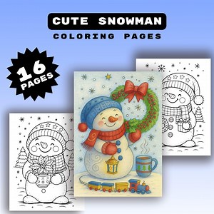 Christmas Snowman Coloring Pages: 16 Printable Designs (PDF Download) - Etsy