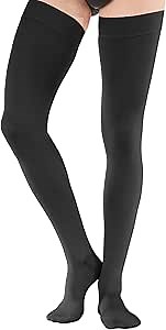 Plus Size Mens Thigh Hi Compression Socks 20-30mmHg - Wide Calves Opaque Compression Stockings for Men Graduated Support for Edema, Thrombosis, Arthritis, Leg Pain - Black, 5X-Large