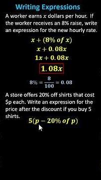 Writing and Simplifying Expressions for Situations involving Percentages (7EEA2)