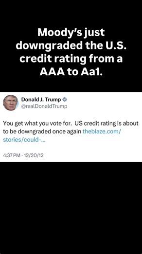 44 reactions · 8 comments | Moody’s just downgraded the U.S. credit rating from a AAA to Aa1. Seems like the Republican plan of racking up debt while passing tax cuts for billionaires is not a very “sound fiscal plan.” | House Committee on Financial Services | Facebook