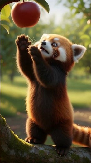 🐼🍎 Chibi’s Tree Apple Challenge – Will He Reach It? 😯