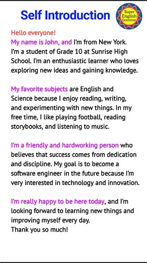 6.2K views · 54 reactions | Introduce Yourself in English #selfintroduction #English | Super English Grammar | Facebook