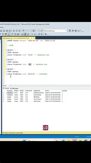 Cómo buscar textos con LIKE #sqlserver #tutorial #dataanlysis #database #shorts