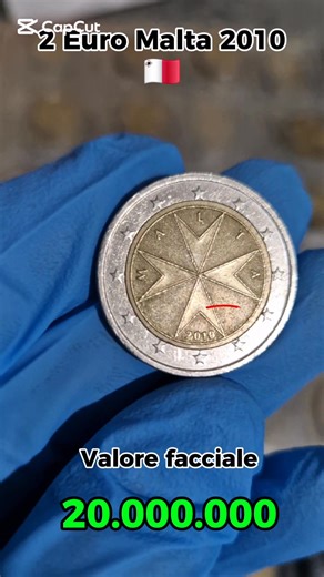 Coin Details Country: Malta Year of minting: 2010. Subject: The image shows the Maltese Cross (or St. John's Cross), which is the standard design for all Maltese 1 and 2 euro coins. The letters forming the word "MALTA" are visible around the cross. Edge: The edge is milled with the repeated engraving of a "2" and two Maltese Crosses (2✠✠) six times, oriented alternately upright and inverted. Composition and Dimensions: The coin is bimetallic. The center is composed of three layers (nickel brass,