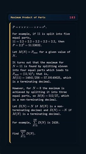 Project Euler #183: Maximum Product of Parts | Python #coding #python #programming