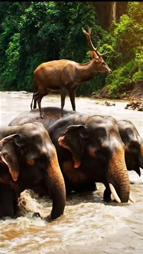 5-“Elephants Carry Deer Across Dangerous River!” #ElephantRescue #WildlifeShorts #animalrescue
