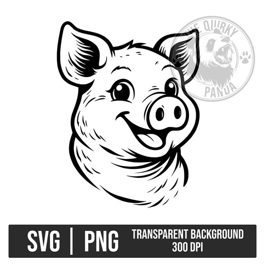 Pig Illustration Vector | Cute Farm Animal Art for Nursery Decor and Print on Demand Crafts, SVG PNG Digital Download - Etsy