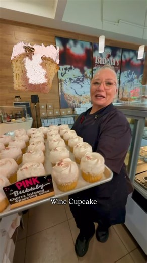Isabella's Cupcakes & More on Instagram: "Pink bubbly this weekend only 🫧🍒🍾 Made while supplies last, call us to reserve your flavors of the day 💗🧁 9517829200 #riversidecalifornia #riversidefood #cupcakes #newyears #sparklingwine"