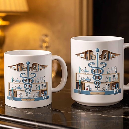 Personalized Doctor Mug, Custom Medical Symbol Caduceus Mug, Name David Gift, Healthcare Worker Gift, Doctor Graduation Gift - Etsy