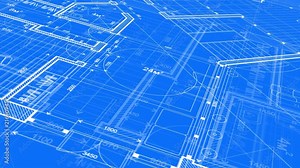 Architecture design: blueprint plan - illustration of a plan modern residential building / technology, industry, business concept illustration: real estate, building, construction, architecture