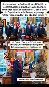 2.1M views · 26K reactions | La première imagec'est un groupe des chefs d'etat qui se font humilier par Trump et la dexième image est un ambassadaire  qui impose le respect Trump ne pouvait pas rester assis , il devrait se tenir débout vive l'aes | Souleymane Ouedraogo | Facebook