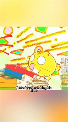 The cat suddenly leapt onto a pile of papers.#anime #animation #funny