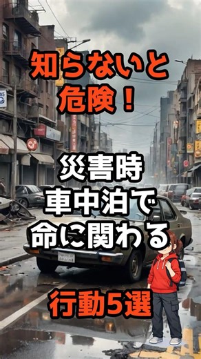 知らないと危険！｜災害時車中泊で命に関わる行動５選#shorts #災害 #防災 #車中泊