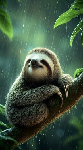 Cute Little Sloth Chillin’ in the Rain 🌧️🐾 Forest Vibes #animalshorts