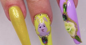 DIY: Layered Easter Bunny and Bling Nail Idea