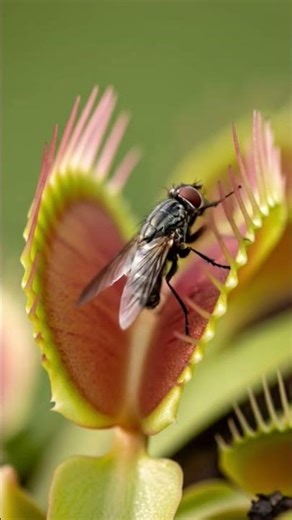 Venus flytrap is trapping a house fly | nutrition in plants | insectivorous | #shorts #DreamScreenAI